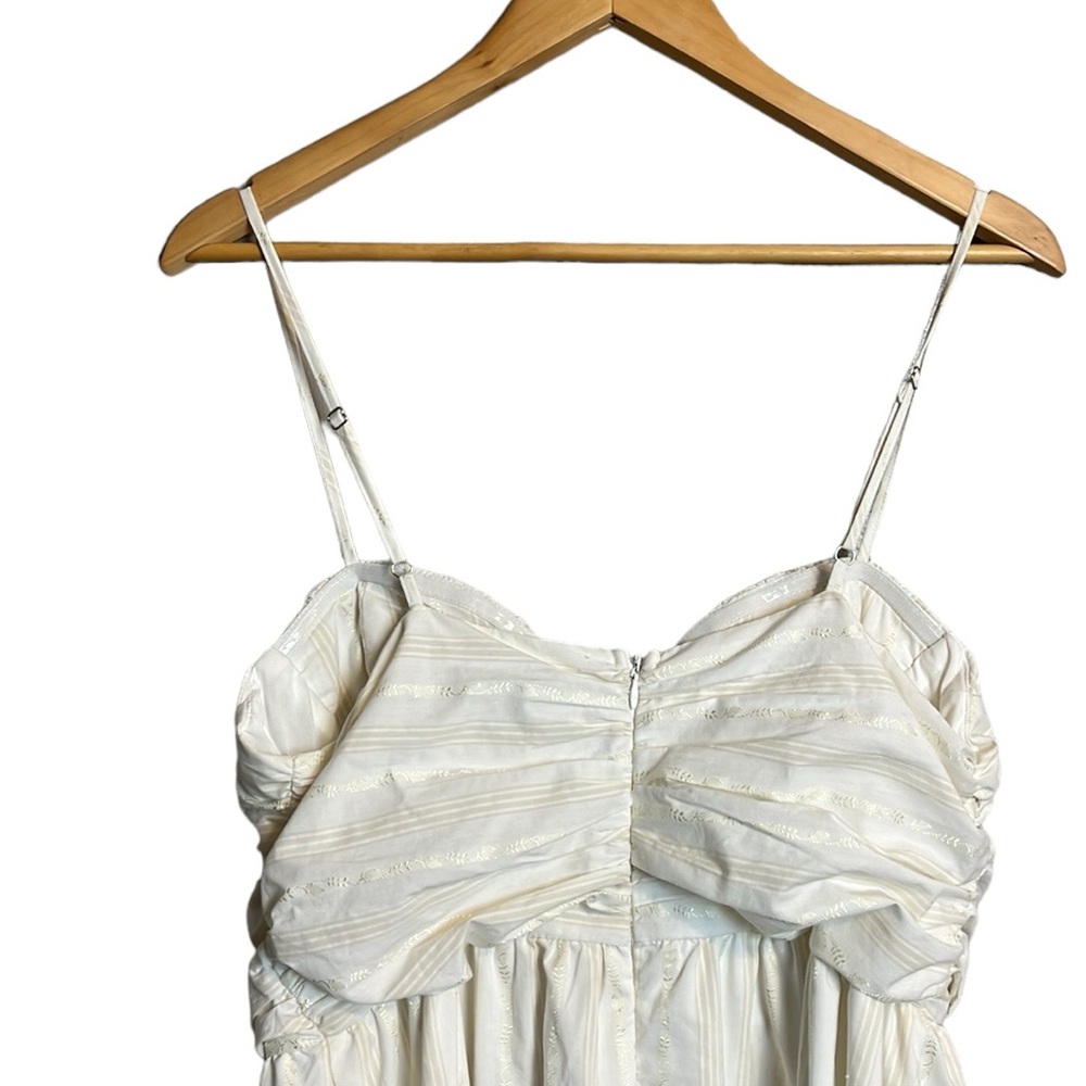Moon River Spaghetti Strap Dress, Sweetheart, Empire Waist, White & Gold XL - Picture 8 of 11